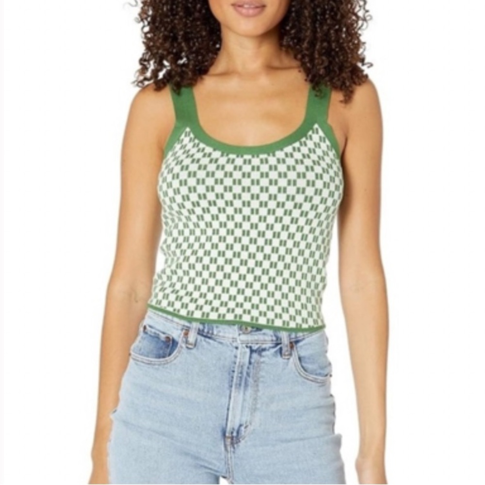 Abercrombie & Fitch Green Knit Jacquard Crop Tank Top
